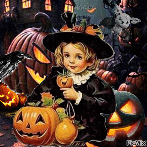 Vintage Halloween Child - Бесплатный анимированный гифка