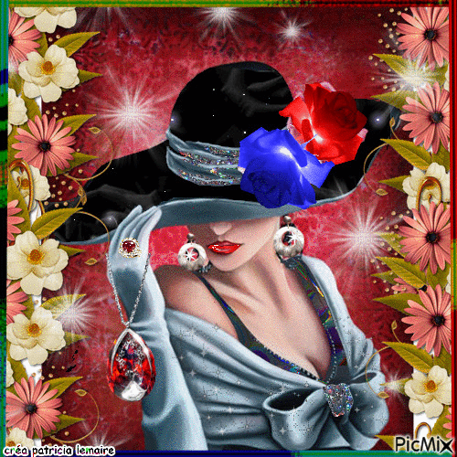 femme au chapeau - GIF animado gratis