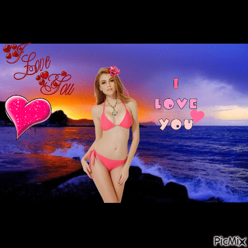 Redhead swimmer I love you - Бесплатный анимированный гифка