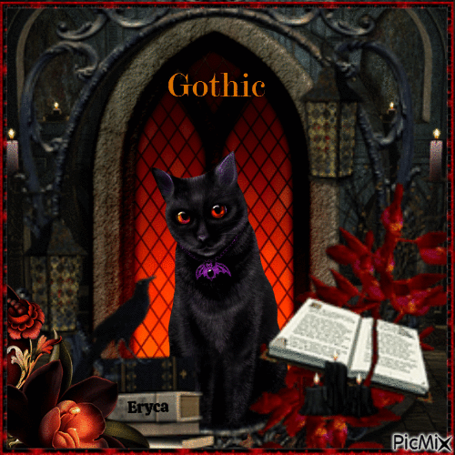 Chat gothique - GIF animé gratuit