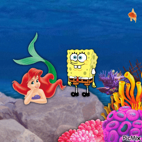 Spongebob and Ariel crossover - Darmowy animowany GIF