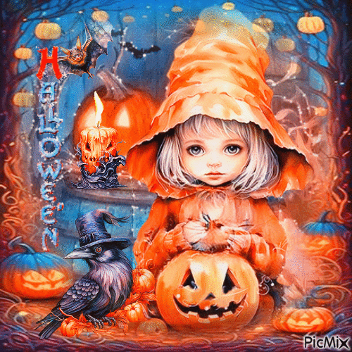 Halloween children girl - Gratis geanimeerde GIF