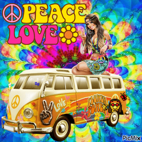 Peace & Love - GIF animé gratuit