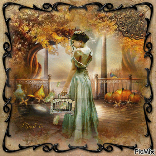autumn & lady - Darmowy animowany GIF