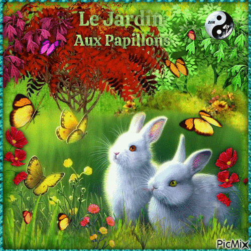 Le jardin aux papillons - Бесплатный анимированный гифка