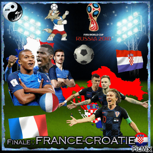 ⚽France-Croatie, finale de la Coupe du Monde 2018 - Бесплатный анимированный гифка