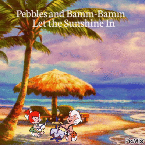 Pebbles and Bamm-Bamm Let the Sunshine In - Free animated GIF