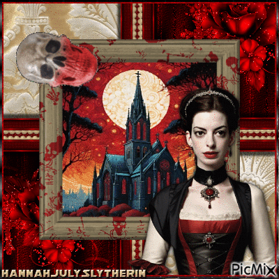 }{Gothic Anne Hathaway in Beige and Red}{ - Animovaný GIF zadarmo