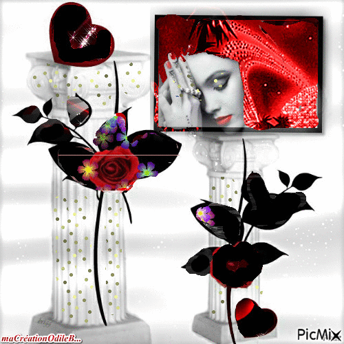 cadre colonne rose rouge - GIF animado grátis