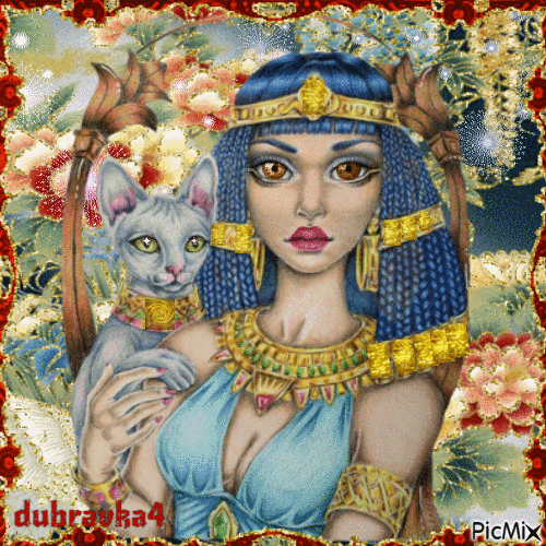 Egipt lady and cat!   24/07/22 - Безплатен анимиран GIF