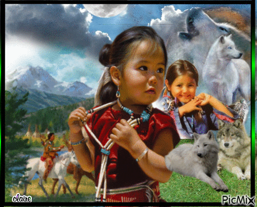 Beaux enfants amerindiens - Free animated GIF