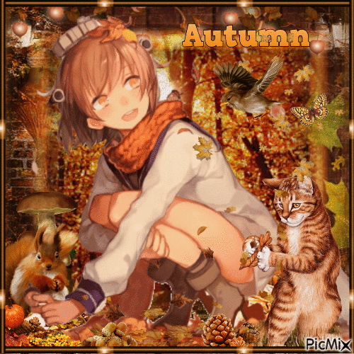 Autumn manga - Brown tones - Gratis animerad GIF