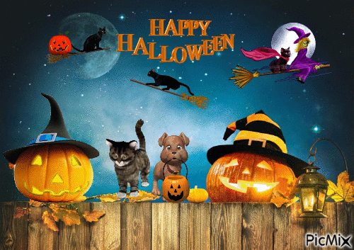 Happy Halloween! 🍂🍁🎃👻💀🤡👽 - GIF animasi gratis