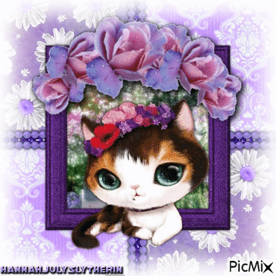 Tranquil Kitty in Purple - GIF animasi gratis