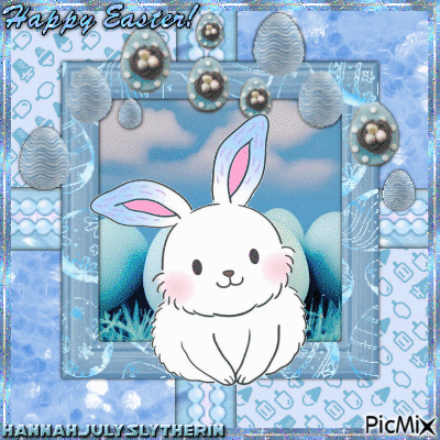 {Pastel Bunny with Easter Eggs} - Gratis animeret GIF