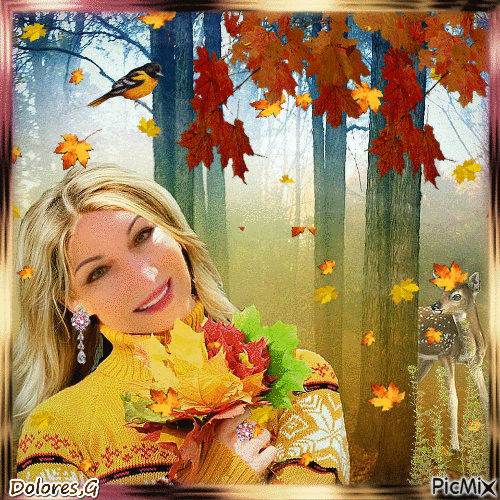 Mulher nas cores de outono - Ingyenes animált GIF