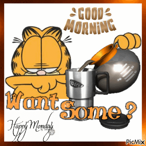 Good Morning. Coffee? Happy Monday - Free animated GIF - PicMix