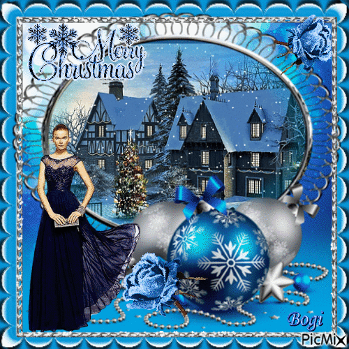 Christmas in blue... - Бесплатни анимирани ГИФ