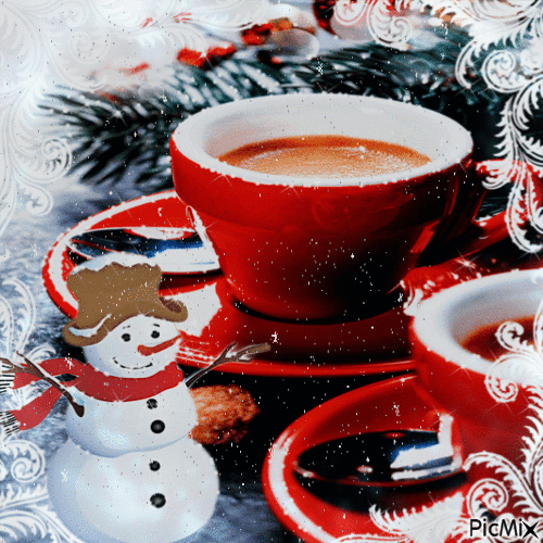 Weißer Weihnachtskaffee - Animovaný GIF zadarmo