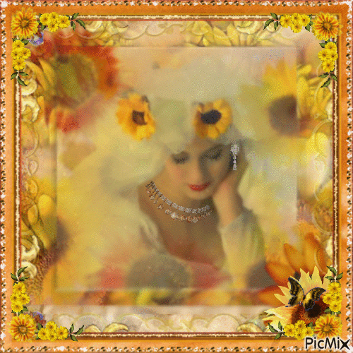 Sunflower Lady - Безплатен анимиран GIF