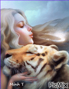 Beauty and Tiger - Бесплатный анимированный гифка