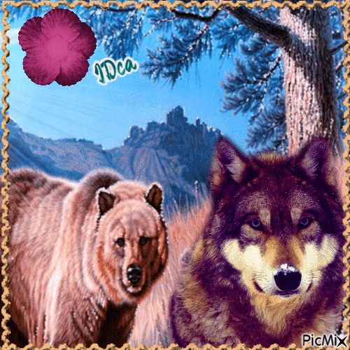 Le loup et l'ours - Animovaný GIF zadarmo