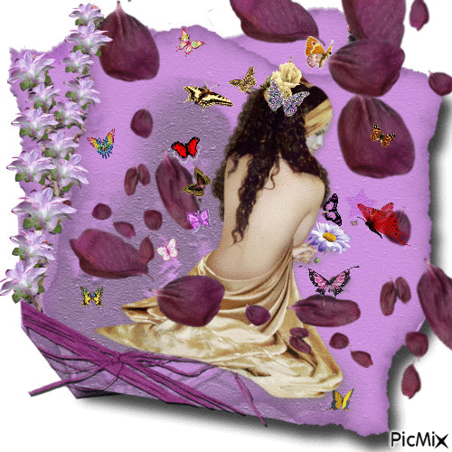Femme aux papillons - Bezmaksas animēts GIF
