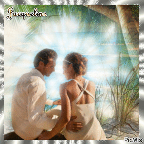 couple sur une île paradisiaque - GIF animado grátis