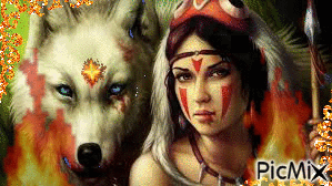 Girl&Wolf - Free animated GIF