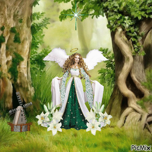 Angel in forest - Gratis geanimeerde GIF