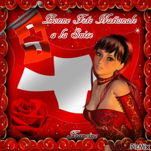 Bonne Fete Nationale a la Suisse....♥♥♥ - Animovaný GIF zadarmo