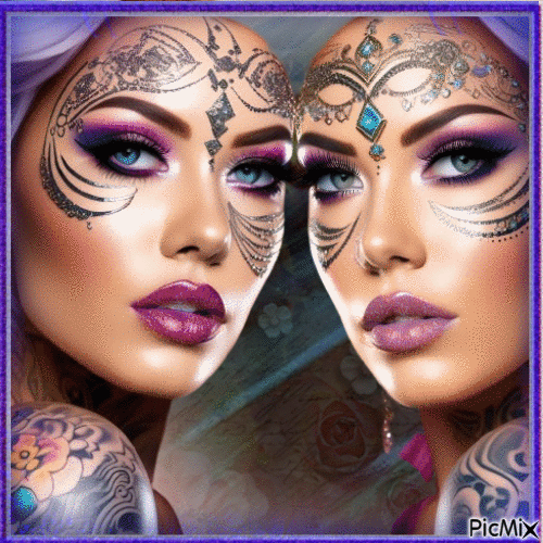Concours : Deux visages de femmes tatouées - Kostenlose animierte GIFs