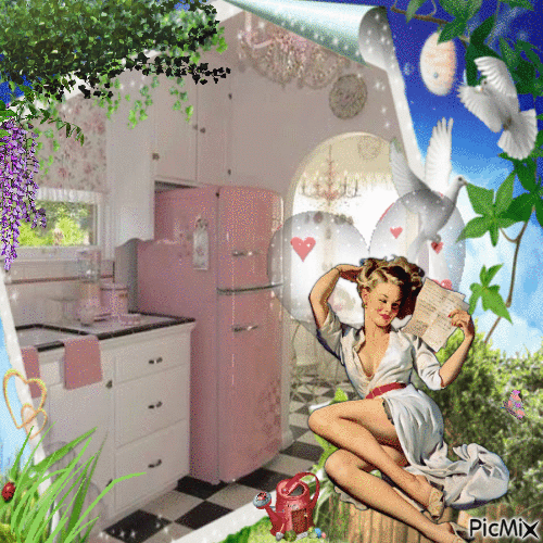 Sonhando com uma cozinha nova - GIF animado grátis