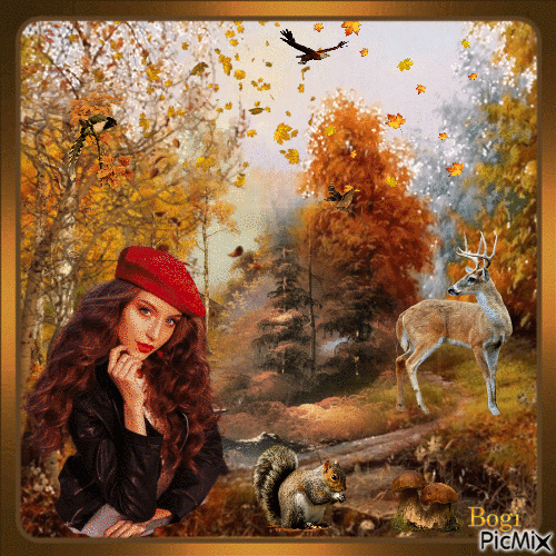 Autumnal day in forest... - GIF animado gratis