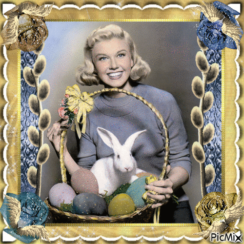Doris Day, Actrice américaine-Joyeuses Pâques - GIF animé gratuit