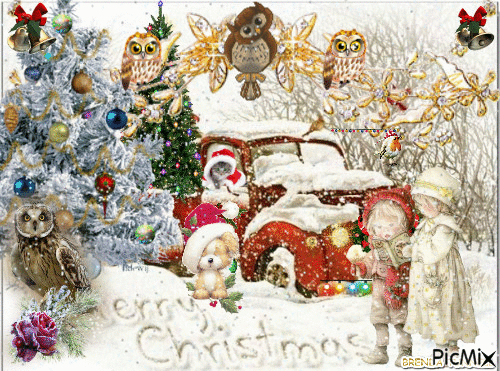CHRISTMAS OWL 5 - Gratis geanimeerde GIF