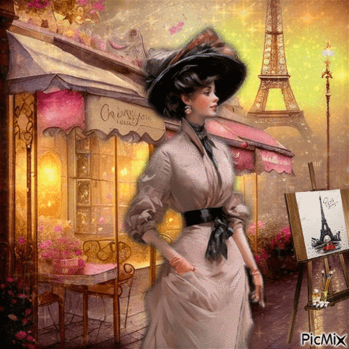 Vintage-Frau in Paris - Darmowy animowany GIF