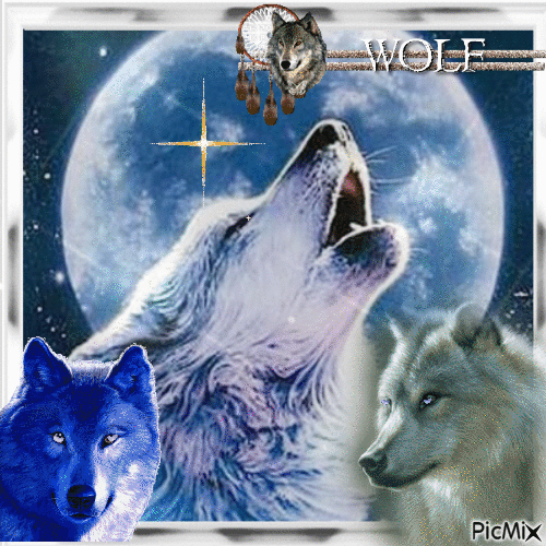 Luna y lobos - Free animated GIF