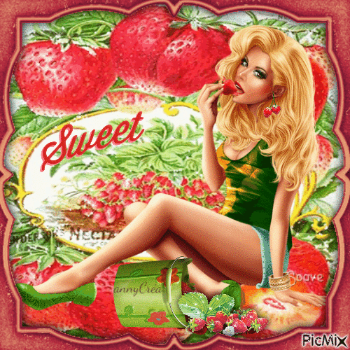J'aime les fraises - GIF animado grátis