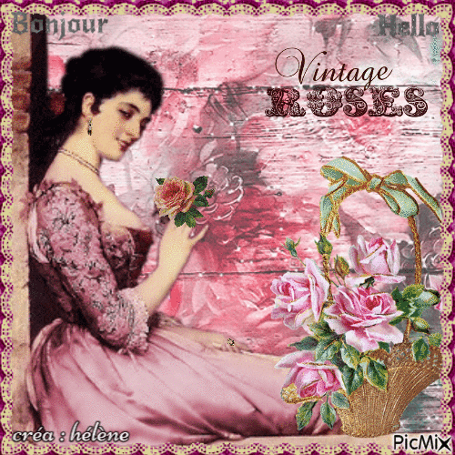 "Vintage avec des roses" - Бесплатни анимирани ГИФ