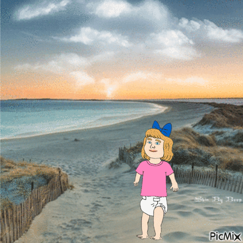 Baby at beach - Бесплатни анимирани ГИФ