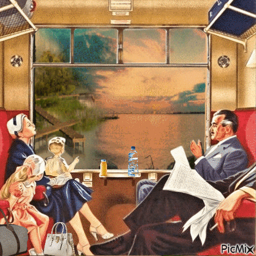 Wir fahren in den Urlaub mit dem Zug - 無料のアニメーション GIF