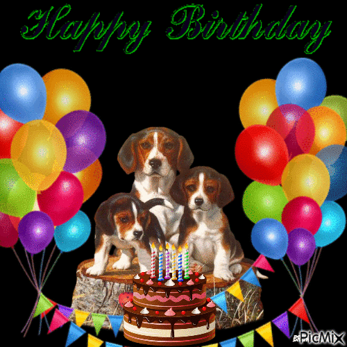 birthday beagles - GIF animasi gratis