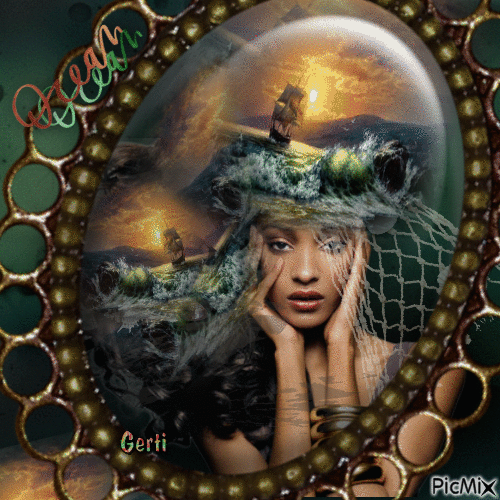 Sea in the hair-fantasy picture - Bezmaksas animēts GIF