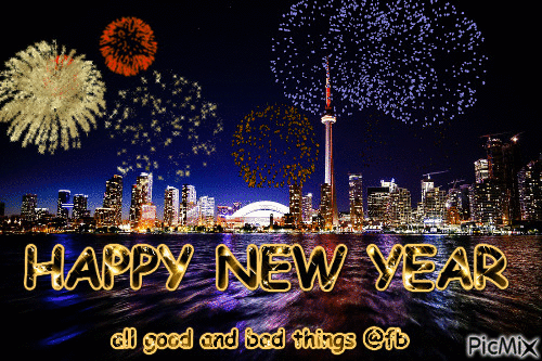 happy new year firework toronto - Gratis animerad GIF