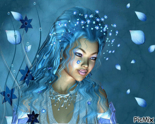 La femme en bleu - Free animated GIF