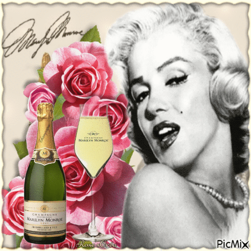 Concours :   Marilyn Monroe & Champagne - GIF animé gratuit