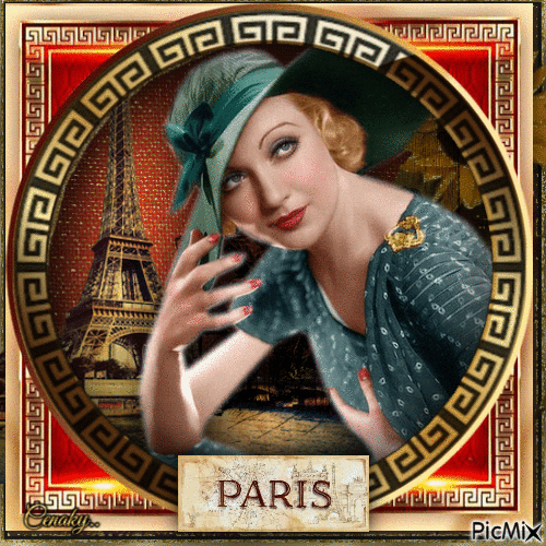 Femme vintage à Paris - GIF animé gratuit