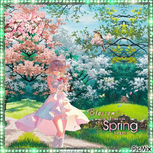 Anime Frühling - Gratis animerad GIF