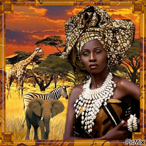 Портрет африканки - Bezmaksas animēts GIF